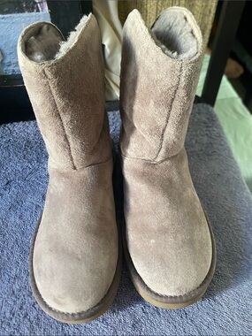UGG Taupe Suede Short Shearling Boots